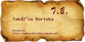 Takács Boriska névjegykártya